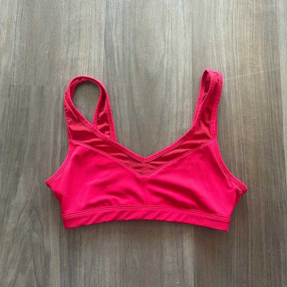 Red Fabletics sports bra